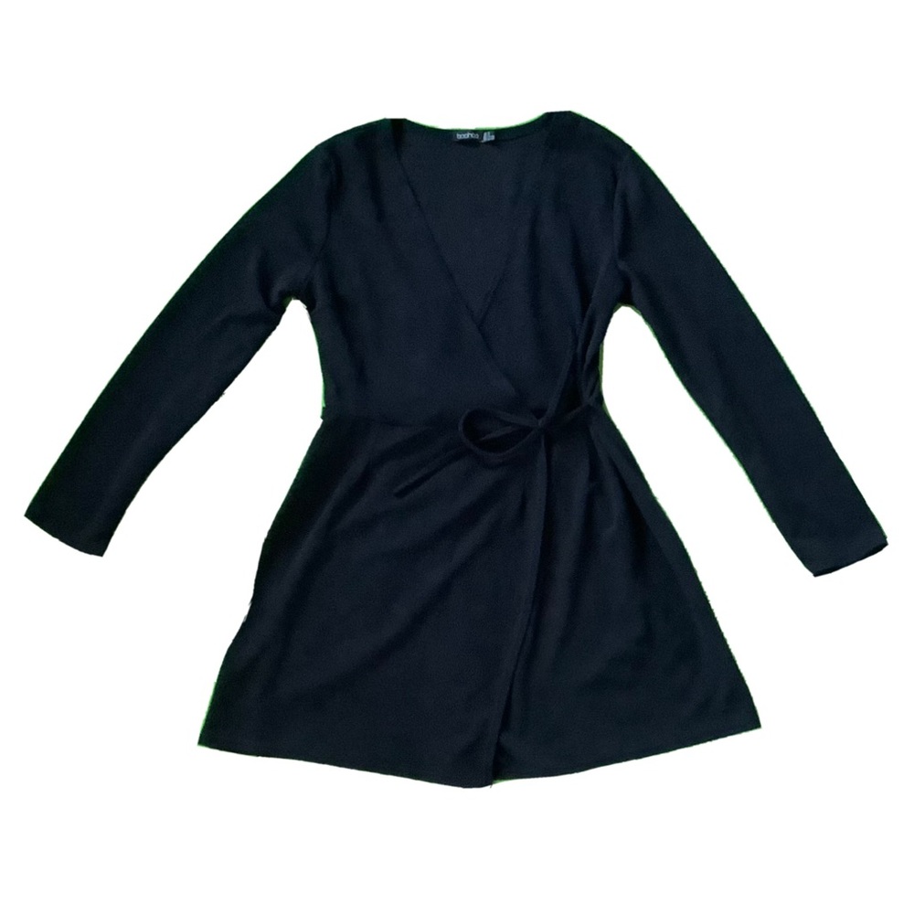 Boohoo WRAP OVER Woman’s Dress Black / US: 12